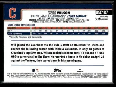 2025 Topps Chrome Update Will Wilson #USC187 Prism Refractors RC Guardians