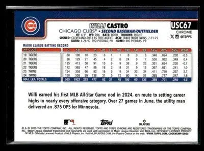 2025 Topps Chrome Update Willi Castro #USC67 Chicago Cubs