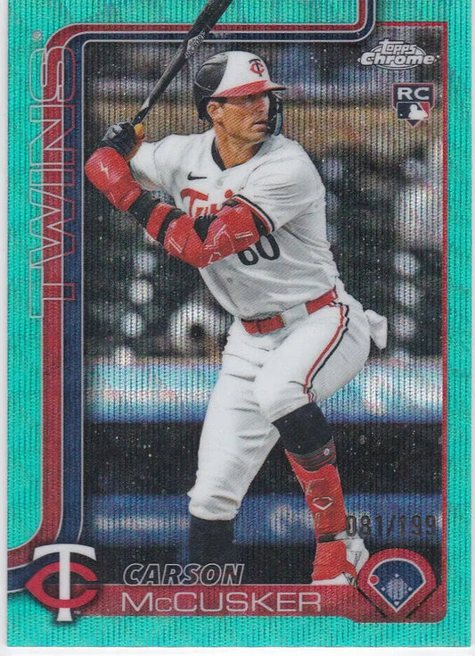 2025 Topps Chrome #USC155 Carson McCusker RC Aqua 81/199 Minnesota Twins - Baseball Card Single