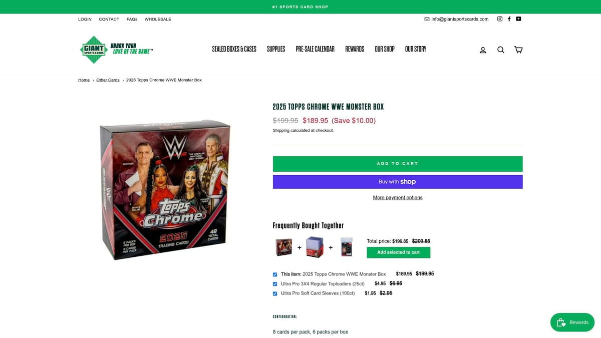 2025 Topps Chrome WWE Monster Box in Red Black Silver Packaging