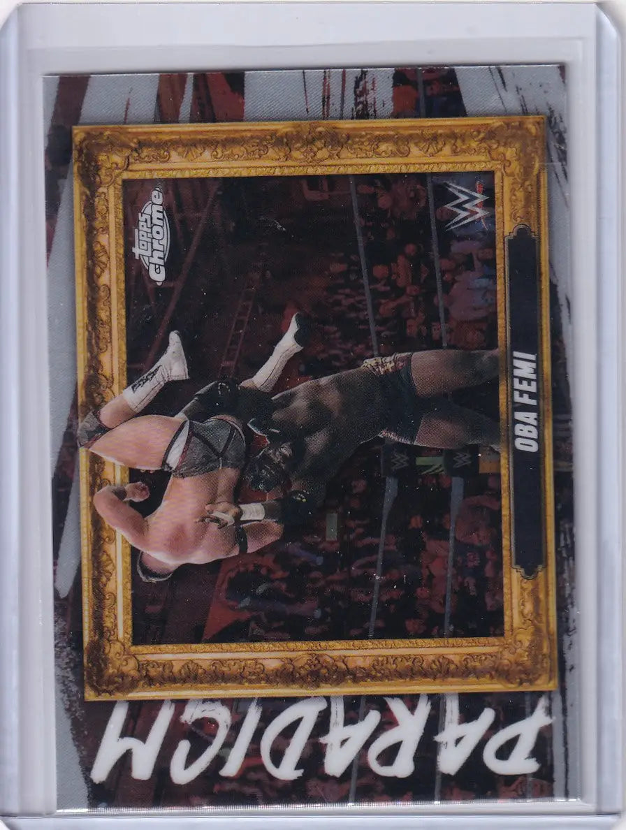 2025 Topps Chrome WWE Paradigm Oba Femi trading card showcasing NXT talent