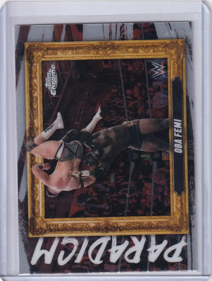 2025 Topps Chrome WWE Paradigm Oba Femi trading card showcasing NXT talent
