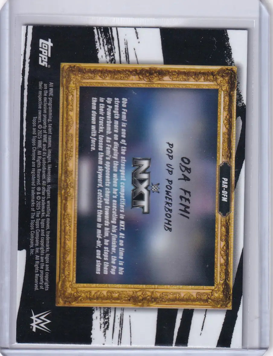 Wrestling trading card featuring Topps Chrome WWE Paradigm Oba Femi from NXT