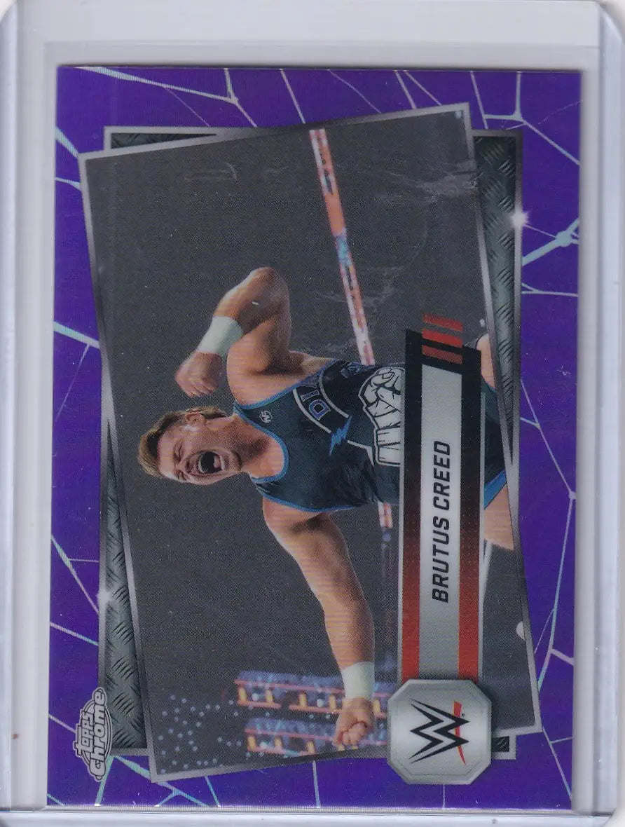 2025 Topps Chrome WWE Purple Refractor #191 Brutus Creed wrestling card display