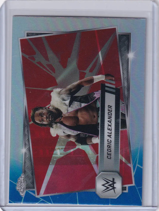 Cedric Alexander wrestling card from 2025 Topps Chrome WWE Red and Blue Refractors