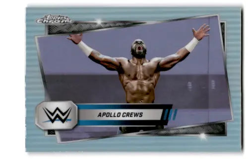 Apollo Crews wrestling card from 2025 Topps Chrome WWE Refractor product