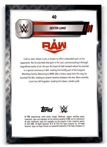 2025 Topps Chrome WWE Refractor Dexter Lumis wrestling card with original gloss and speckle finish