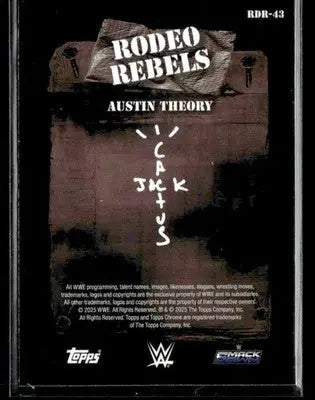 2025 Topps Chrome WWE x Cactus Jack #RDR-43 Austin Theory Rodeo Rebels - Other
