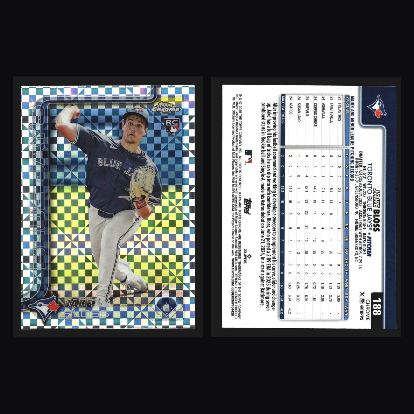 2025 Topps Chrome X-Fractor #188 Jake Bloss Toronto Blue Jays RC