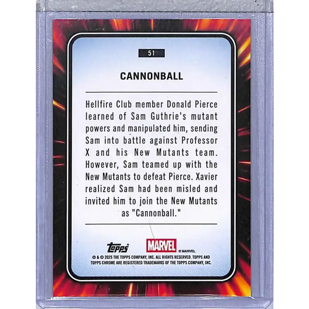 2025 Topps Chrome Yellow Lava #51 Cannonball NM-MT - Baseball Card Single