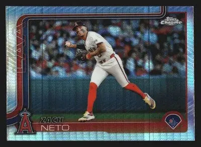 2025 Topps Chrome Zach Neto #211 Prism Refractor Los Angeles Angels - Baseball Card Single