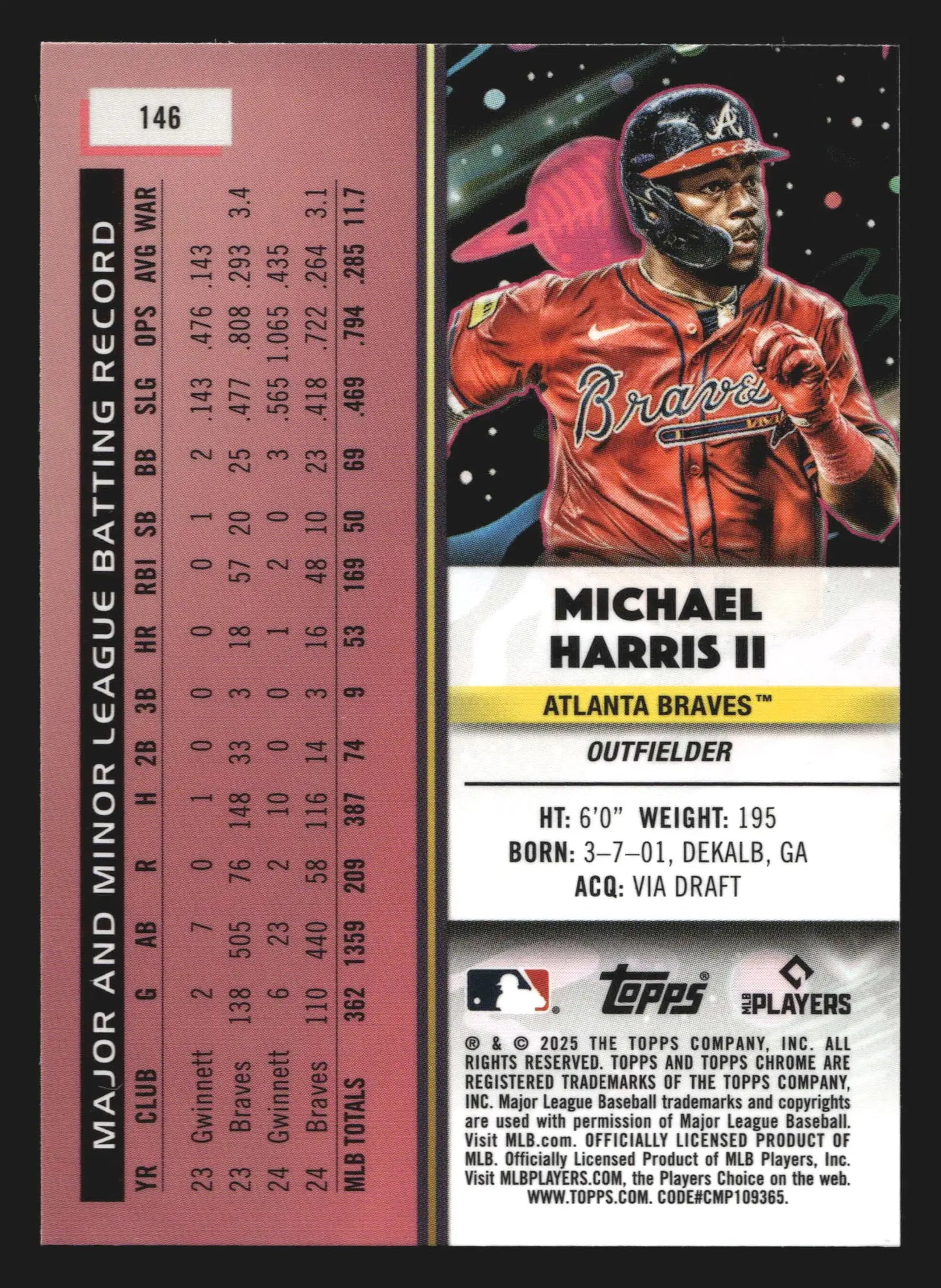 2025 Topps Cosmic Chrome #146 Michael Harris II Atlanta Braves