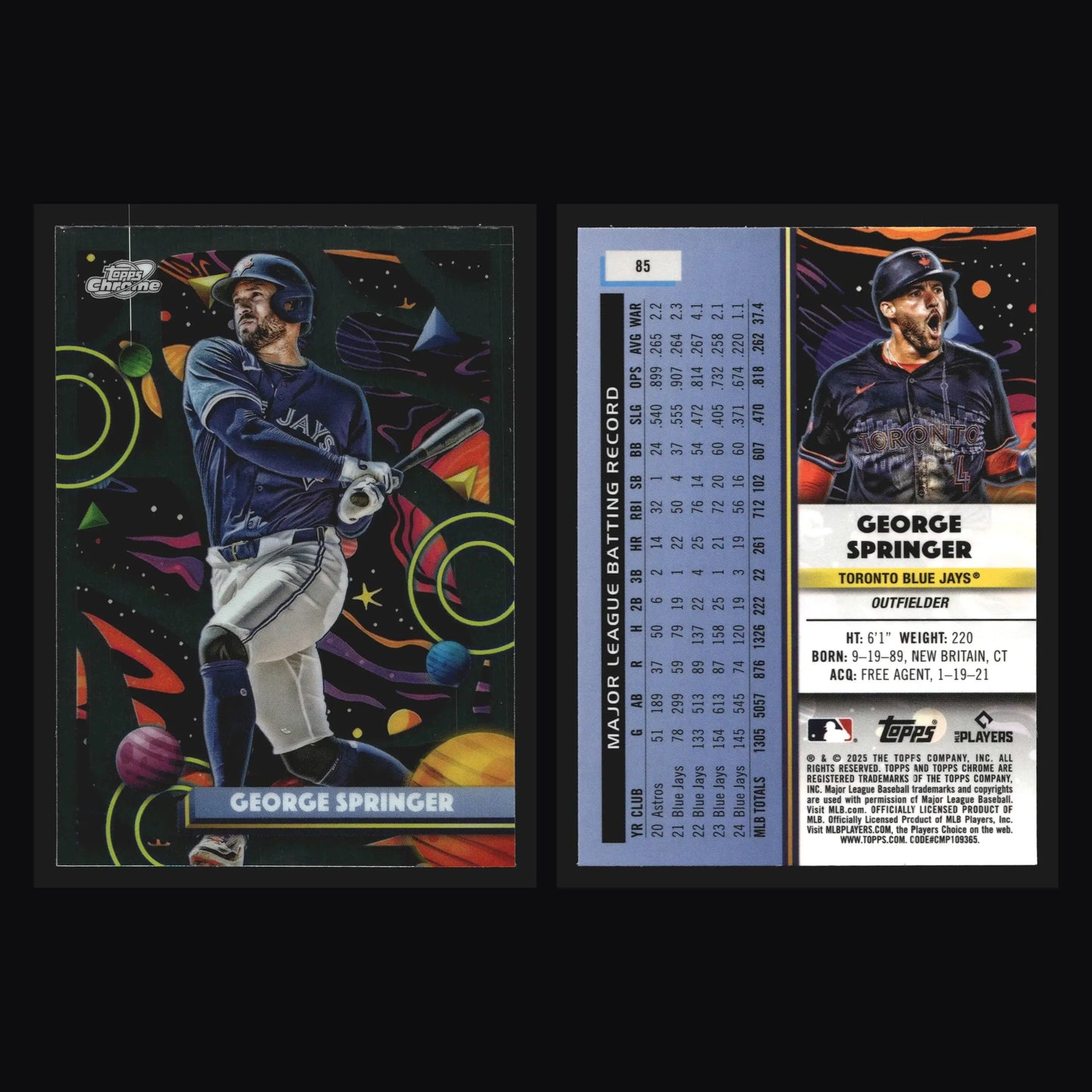 2025 Topps Cosmic Chrome #85 George Springer Toronto Blue Jays