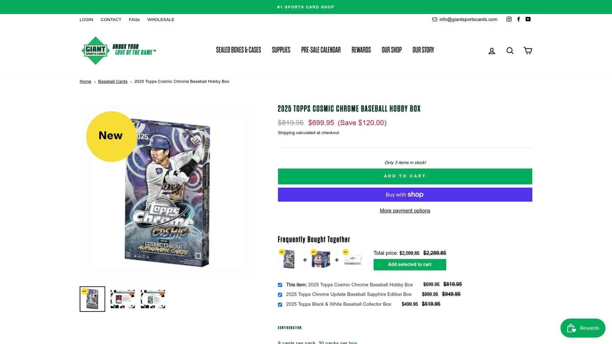 2025 Topps Cosmic Chrome Baseball Hobby Box in Purple Silver Design
