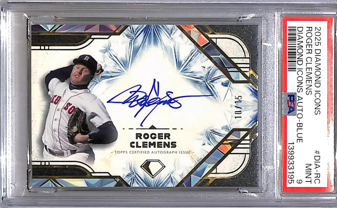 2025 Topps Diamond Icons Blue #DIA-RC Roger Clemens PSA 9 MINT Auto 10/15 Boston Red Sox