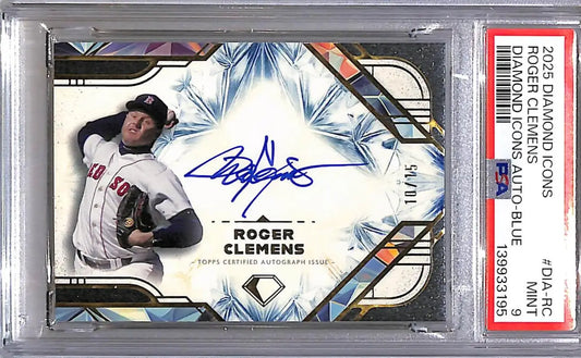 2025 Topps Diamond Icons Blue #DIA-RC Roger Clemens PSA 9 MINT Auto 10/15 Boston Red Sox - Baseball Card Single