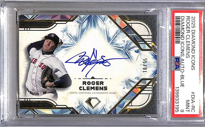 2025 Topps Diamond Icons Blue #DIA-RC Roger Clemens PSA 9 MINT Auto 10/15 Boston Red Sox