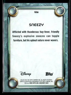 2025 Topps Disney Wonder #106 Sneezy Tier 2 - Non-Sports Card Single