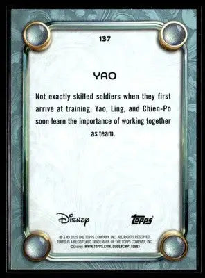 2025 Topps Disney Wonder #137 Yao Tier 2 - Non-Sports Card Single