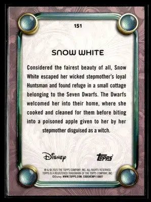 2025 Topps Disney Wonder #151 Snow White Cartoon Princess