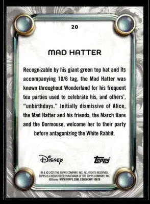 2025 Topps Disney Wonder #20 Mad Hatter - Non-Sports Card Single