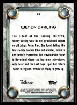 2025 Topps Disney Wonder #22 Wendy Darling - Non-Sports Card Single