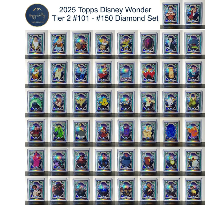 2025 Topps Disney Wonder 50 Card Tier 2 Diamond Complete Set in Toploaders