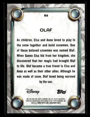 2025 Topps Disney Wonder #86 Olaf - Non-Sports Card Single