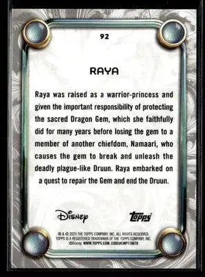 2025 Topps Disney Wonder #92 Raya - Non-Sports Card Single