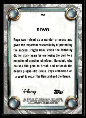 2025 Topps Disney Wonder #92 Raya - Non-Sports Card Single