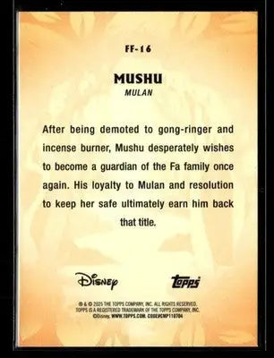 2025 Topps Disney Wonder #FF-16 Mushu Furry Friends - Non-Sports Card Single