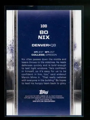 2025 Topps Draft Class Bo Nix #100 Football - Football Card Single