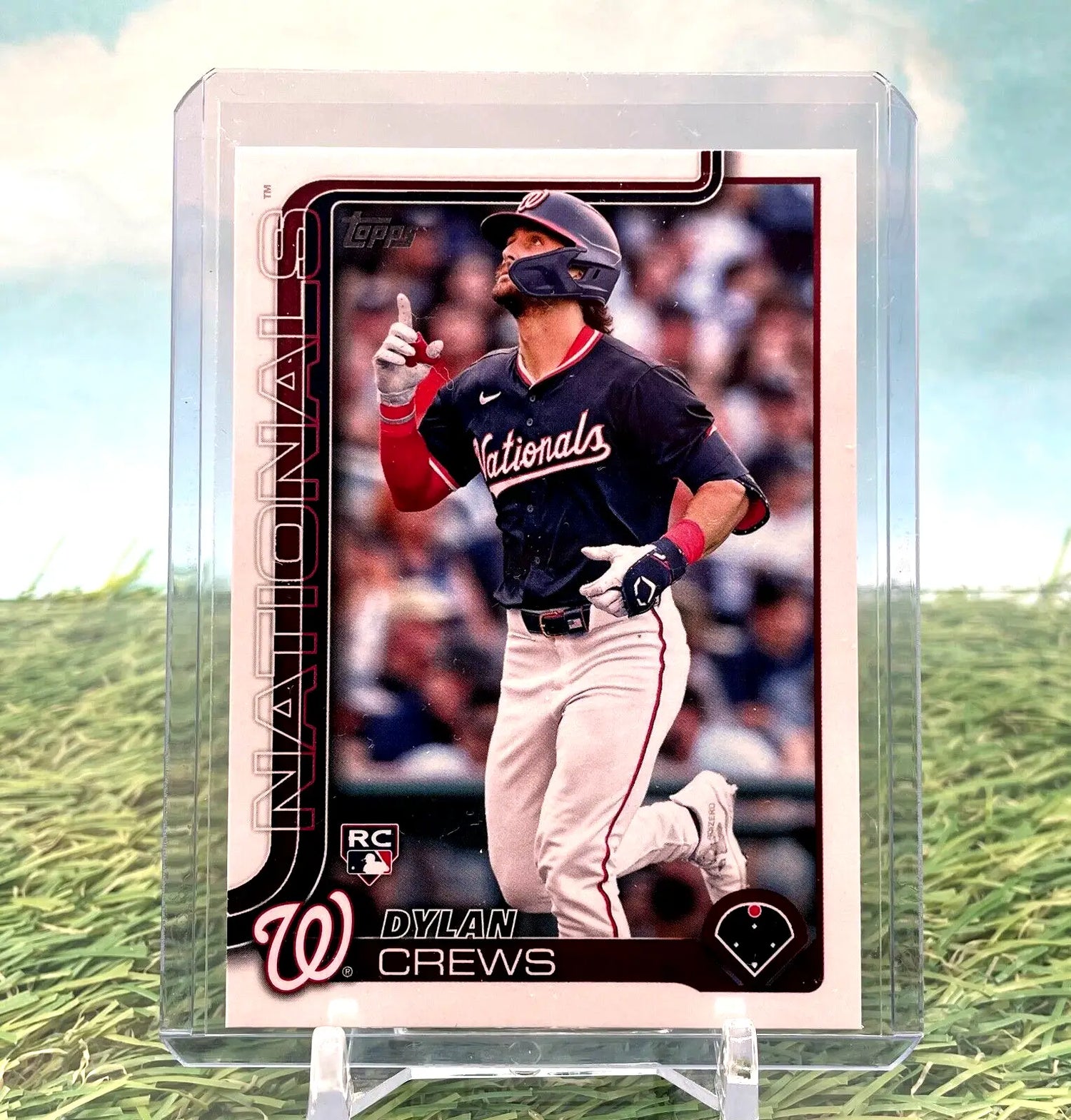 Dylan Crews baseball card from 2025 Topps, showcasing the Washington Nationals Rookie RC