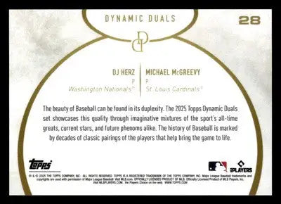2025 Topps Dynamic Duals #28 DJ Herz / Michael McGreevy - Baseball Card Single
