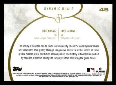 2025 Topps Dynamic Duals #45 Luis Arraez / Jose Altuve - Baseball Card Single