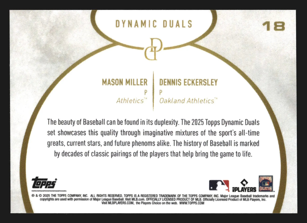 2025 Topps Dynamic Duals Mason Miller Dennis Eckersley #18 A’s HOF - Baseball Card Single