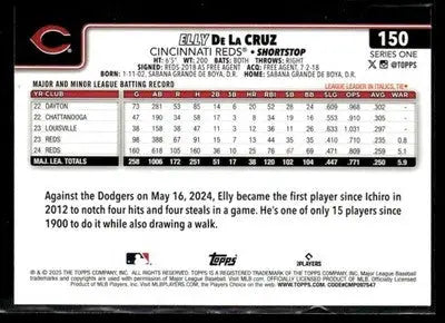 2025 Topps Elly De La Cruz #150 Cincinnati Reds