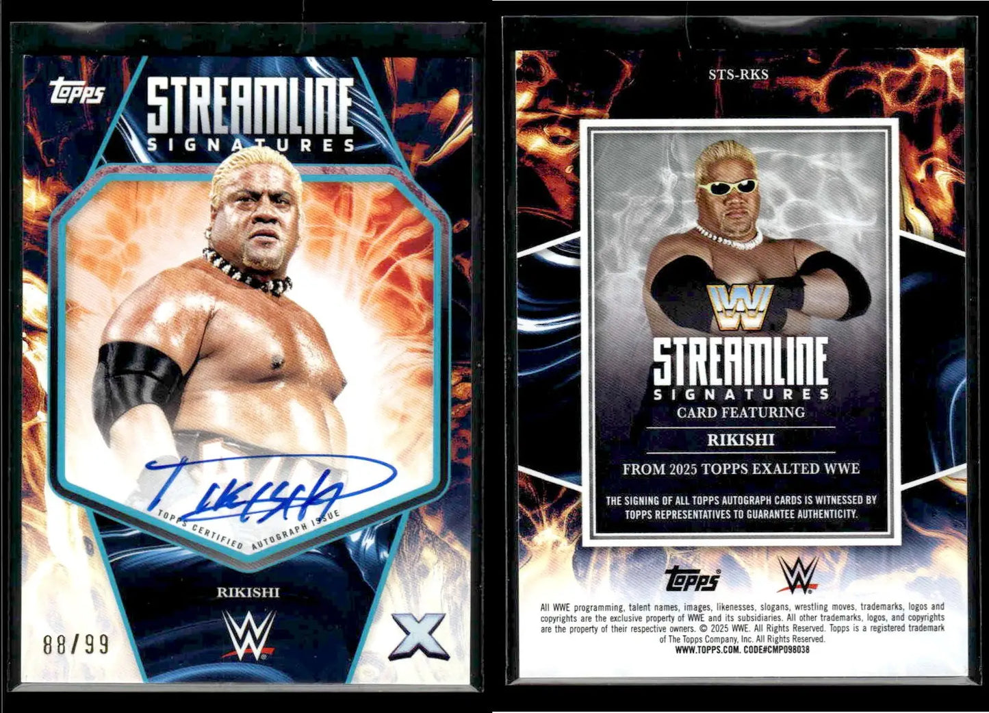 2025 Topps Exalted WWE RIKISHI #STS-RKS Aqua #/99 SN Insert AU WWE - Wrestling Card Single