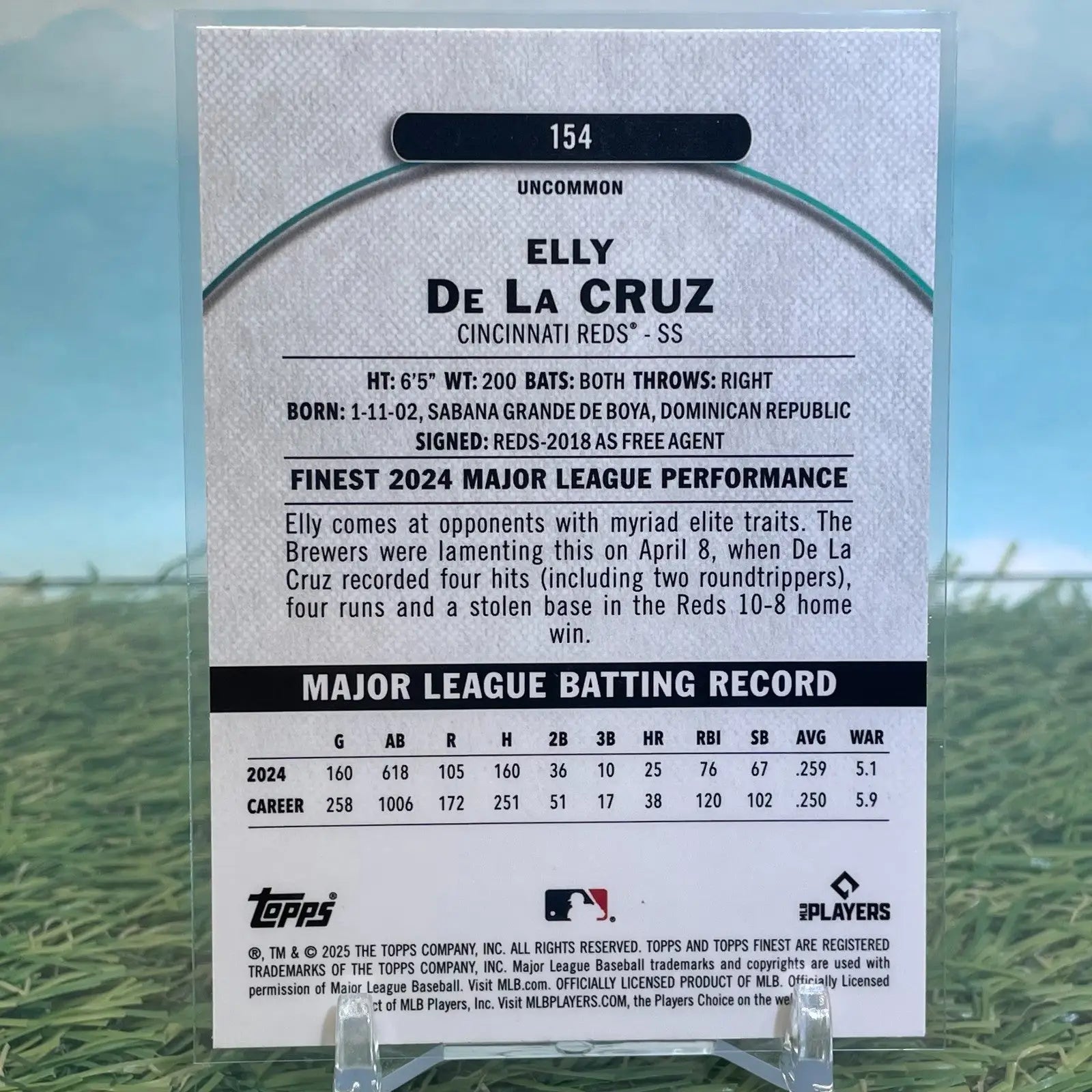 2025 Topps Finest Baseball Elly De La Cruz #154 Checkerboard Uncommon Reds - Baseball Card Single