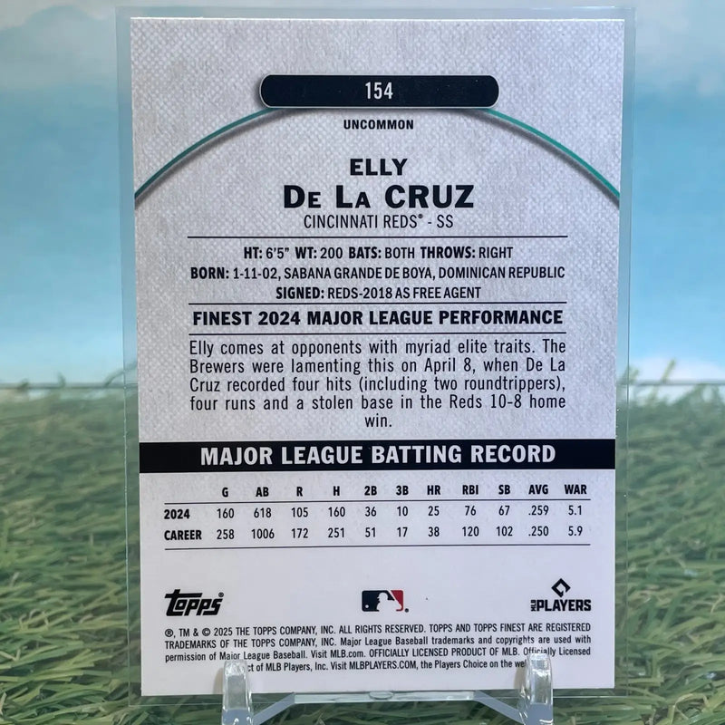 2025 Topps Finest Baseball Elly De La Cruz #154 Checkerboard Uncommon Reds - Baseball Card Single