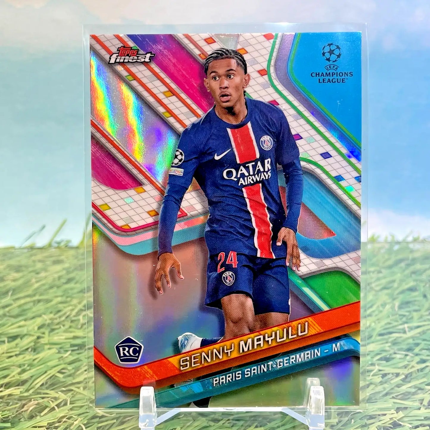 2025 Topps Finest Club Competitions Senny Mayulu Rookie Refractor - Soccer Card Single