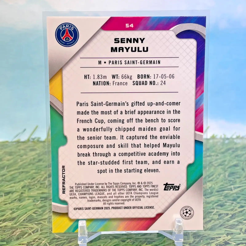 2025 Topps Finest Club Competitions Senny Mayulu Rookie Refractor - Soccer Card Single