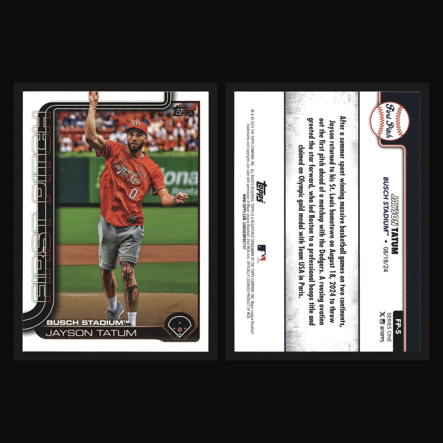 2025 Topps First Pitch Jayson Tatum #FP-5 Busch Stadium Cardinals - Baseball Card Single
