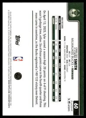 2025 Topps Flagship Basketball Tyler Smith #60 Basketball - Basketball Card Single