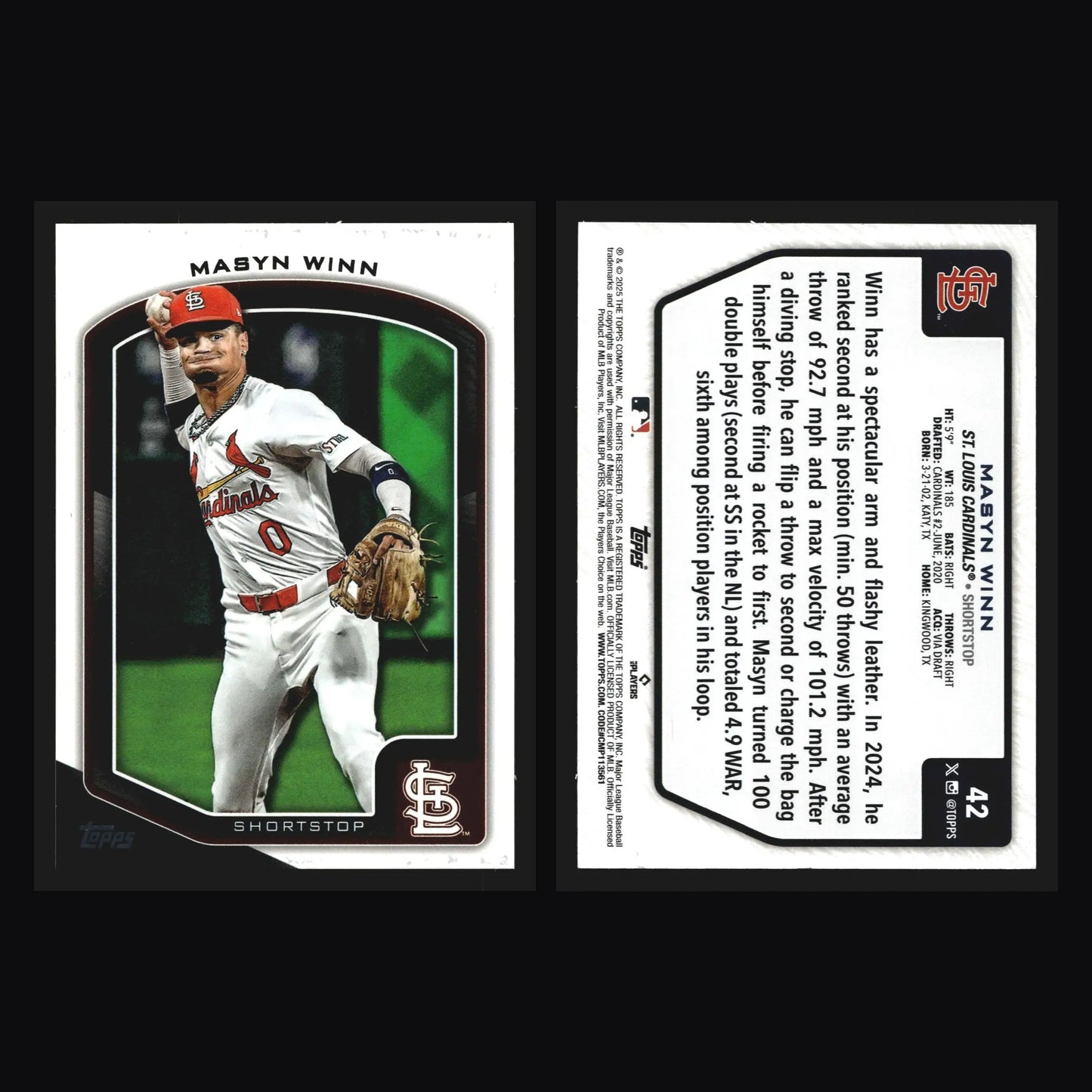 2025 Topps Flagship Collection Masyn Winn #42 St. Louis Cardinals - Baseball Card Single