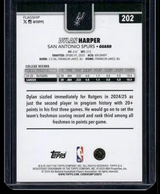 2025 Topps Flagship Dylan Harper #202 RC Basketball - Basketball Card Single