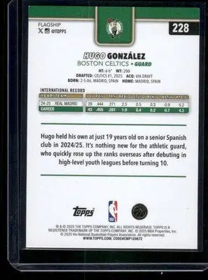 2025 Topps Flagship Hugo González #228 RC Basketball - Basketball Card Single