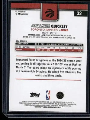 2025 Topps Flagship Immanuel Quickley #32 Basketball - Basketball Card Single