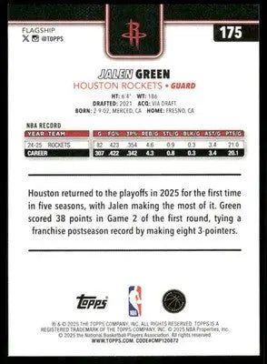 2025 Topps Flagship Jalen Green #175 Basketball - Basketball Card Single