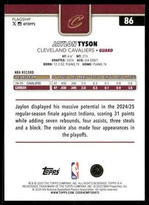2025 Topps Flagship Jaylon Tyson #86 Basketball - Basketball Card Single